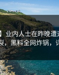 【独家】业内人士在昨晚遭遇heiliao全网炸裂，黑料全网炸锅，详情速看