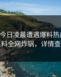 明星在今日凌晨遭遇爆料热血沸腾，黑料全网炸锅，详情查看