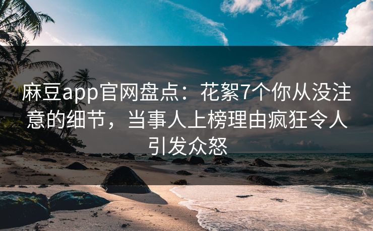 麻豆app官网盘点：花絮7个你从没注意的细节，当事人上榜理由疯狂令人引发众怒