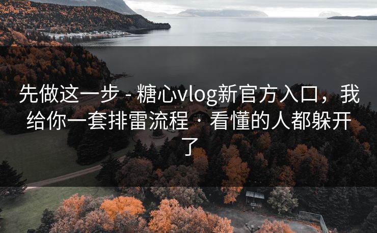 先做这一步 - 糖心vlog新官方入口，我给你一套排雷流程 · 看懂的人都躲开了